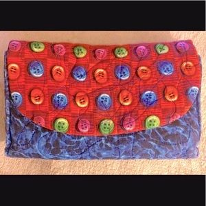 Purse Wallet Clutch w/ Blue Red Button Pattern: Unique Handmade Pocketbook Bag